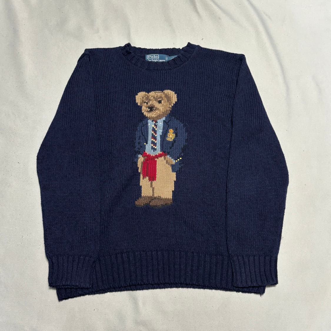 L 폴로랄프로렌 폴로 베어 네이비 코튼 린넨 니트 상품이미지2