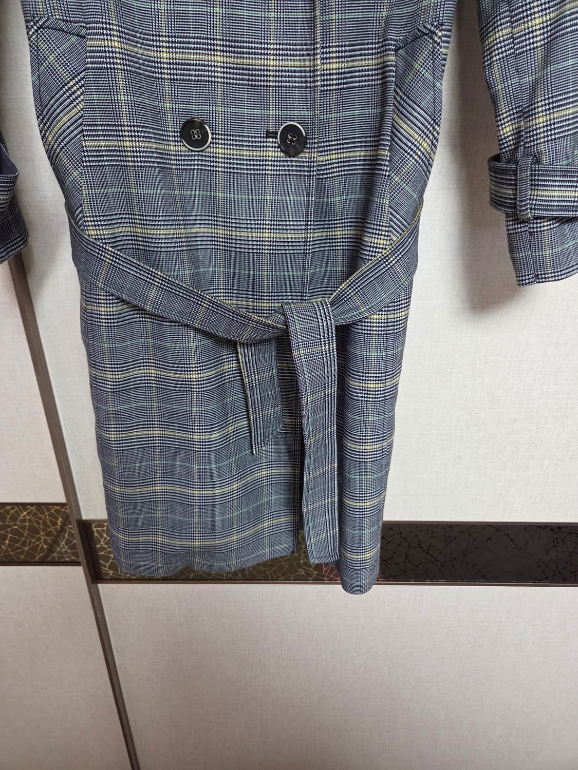 올리비아로렌 체크 더블 춘추동 코트 95 상품이미지4