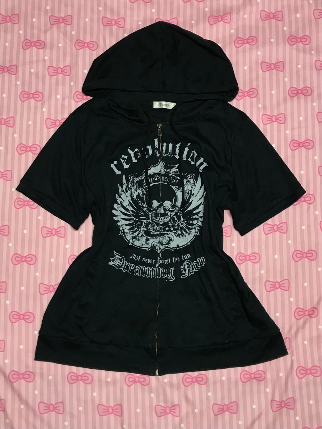 펑크 y2k 후드 반팔 집업 상품이미지1