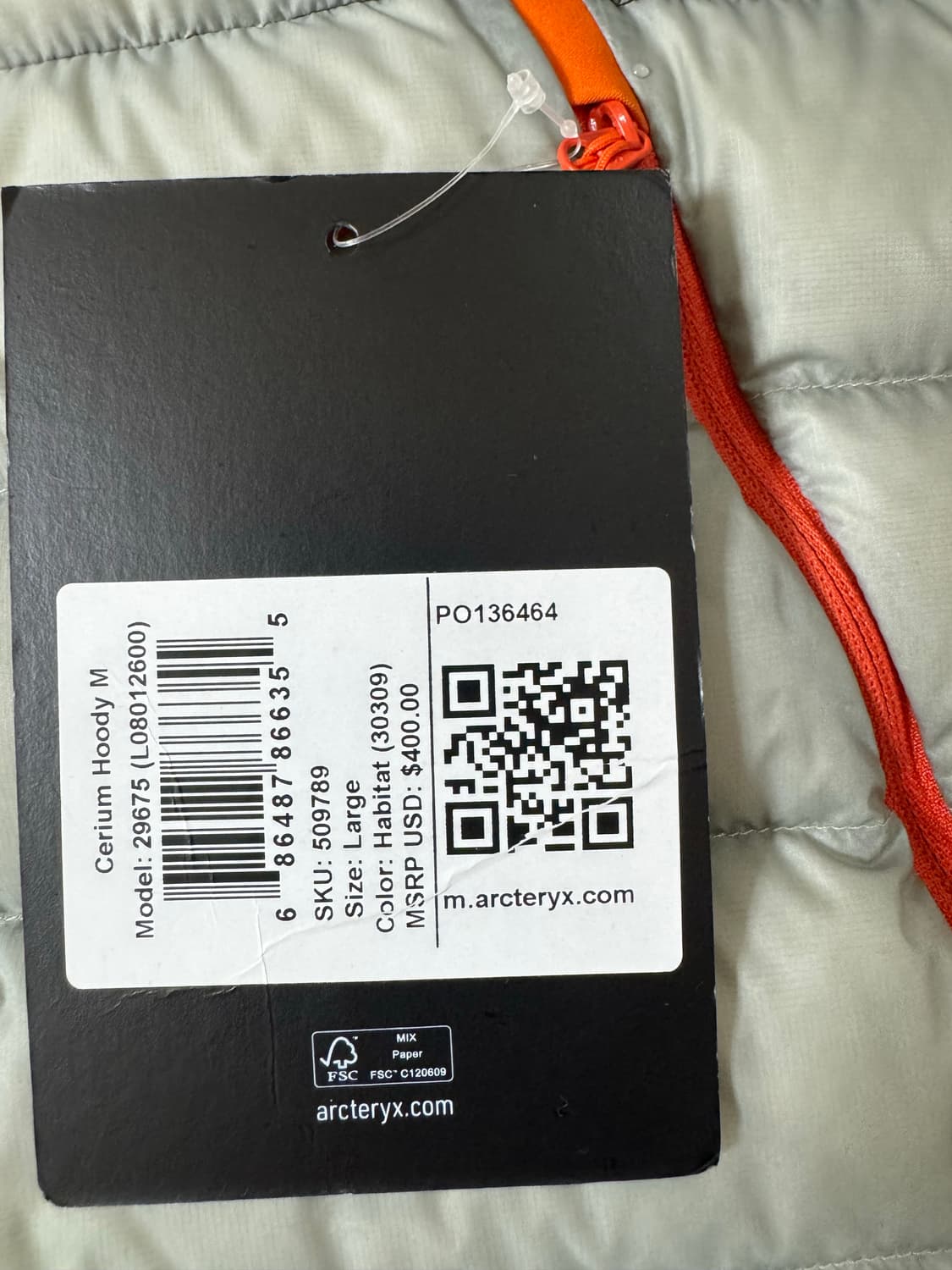 L 아크테릭스 세륨 후디 해비타트 헤비타트 패딩 자켓 그레이 상품이미지6