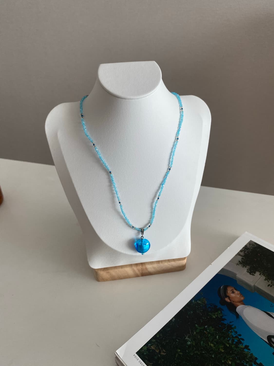 블루 비즈 목걸이 미국 빈티지 상품이미지6