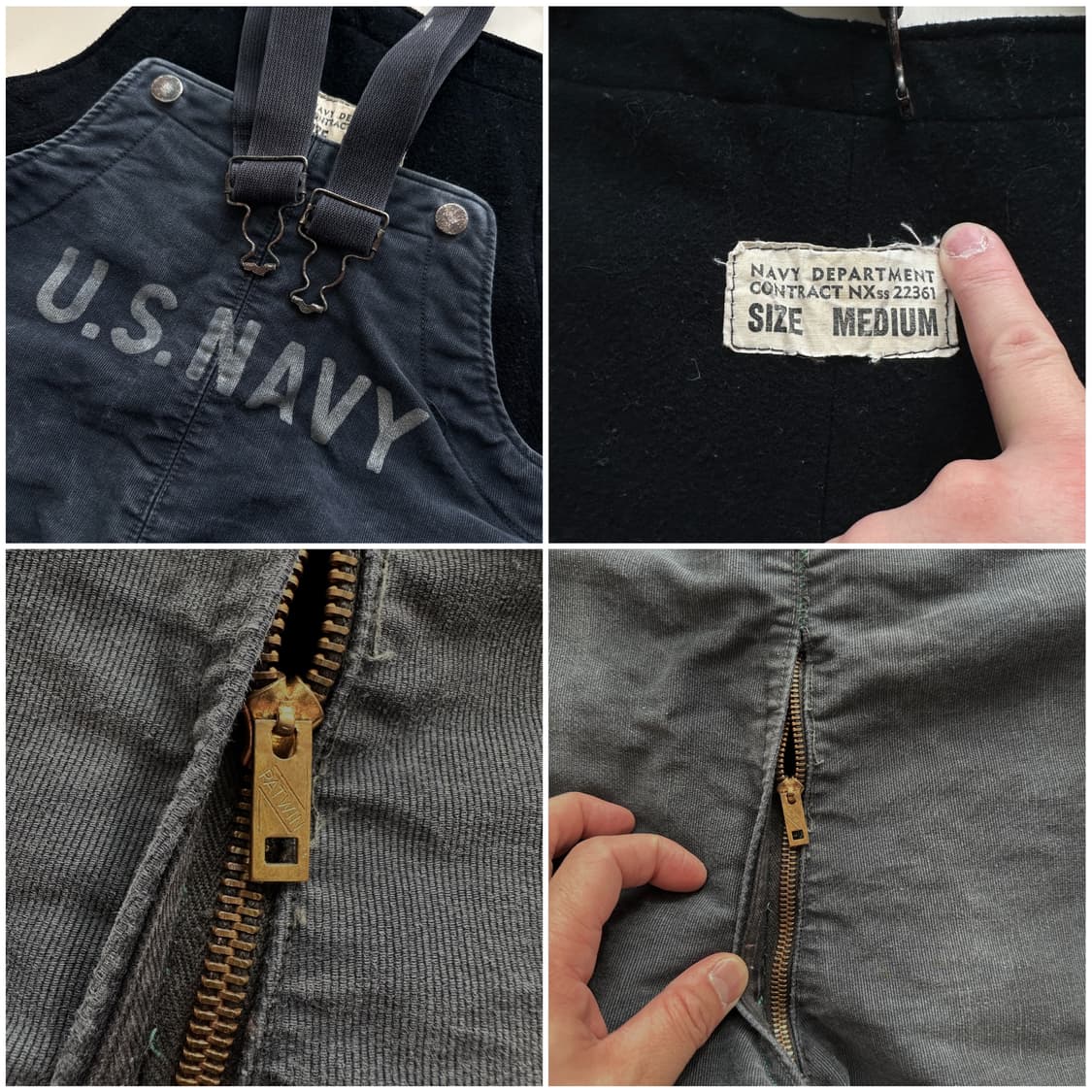 40s WW2 미해군 USN N-1 오버롤 MEDIUM 오리지널 상품이미지5