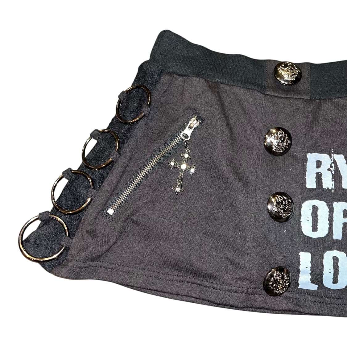 사이드 레이스 링 십자참 왕단추 밴딩 스커트 펑크y2k갸루 상품이미지2