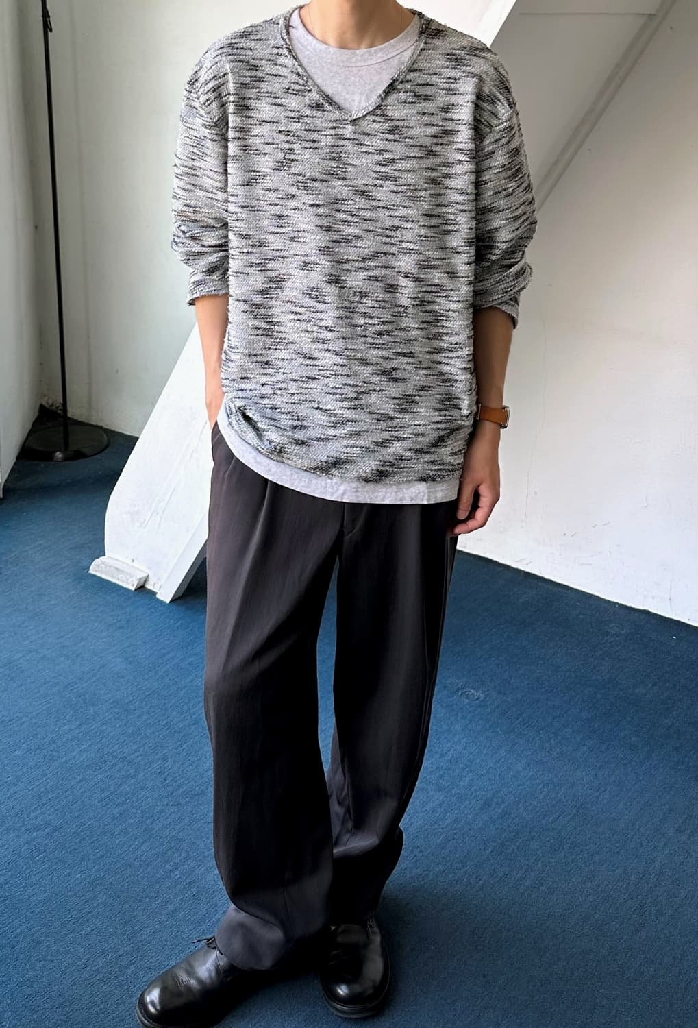 Boucle design loose silhouette knit top 상품이미지8