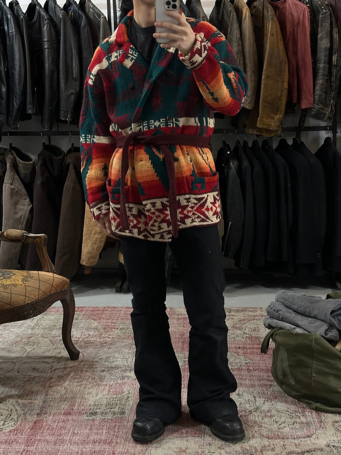 90's 폴로 컨트리 니트 로브 코트 더블알엘 나바호 상품이미지10