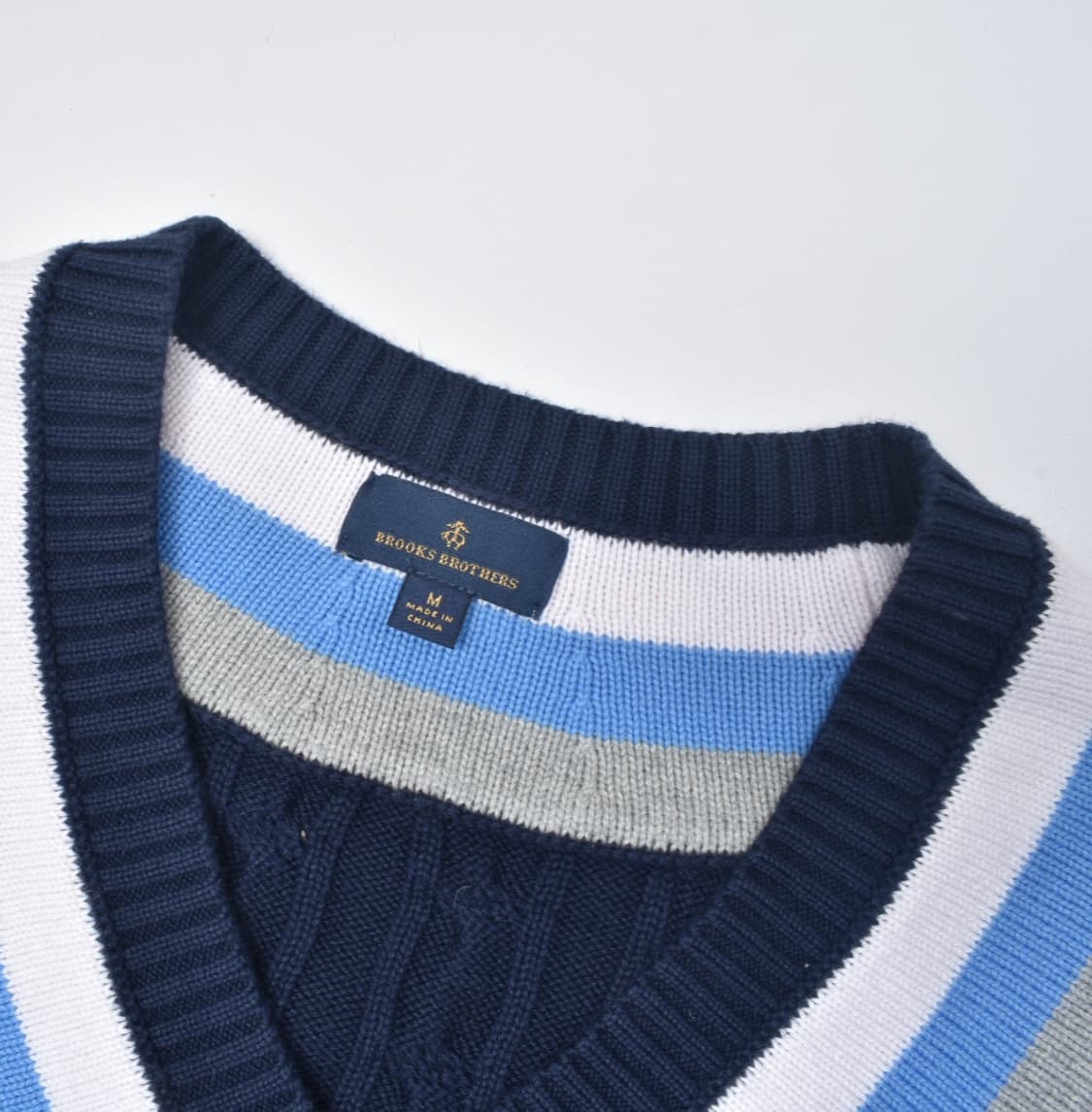 브룩스브라더스 브이넥 프레피 케이블 니트 M 상품이미지4