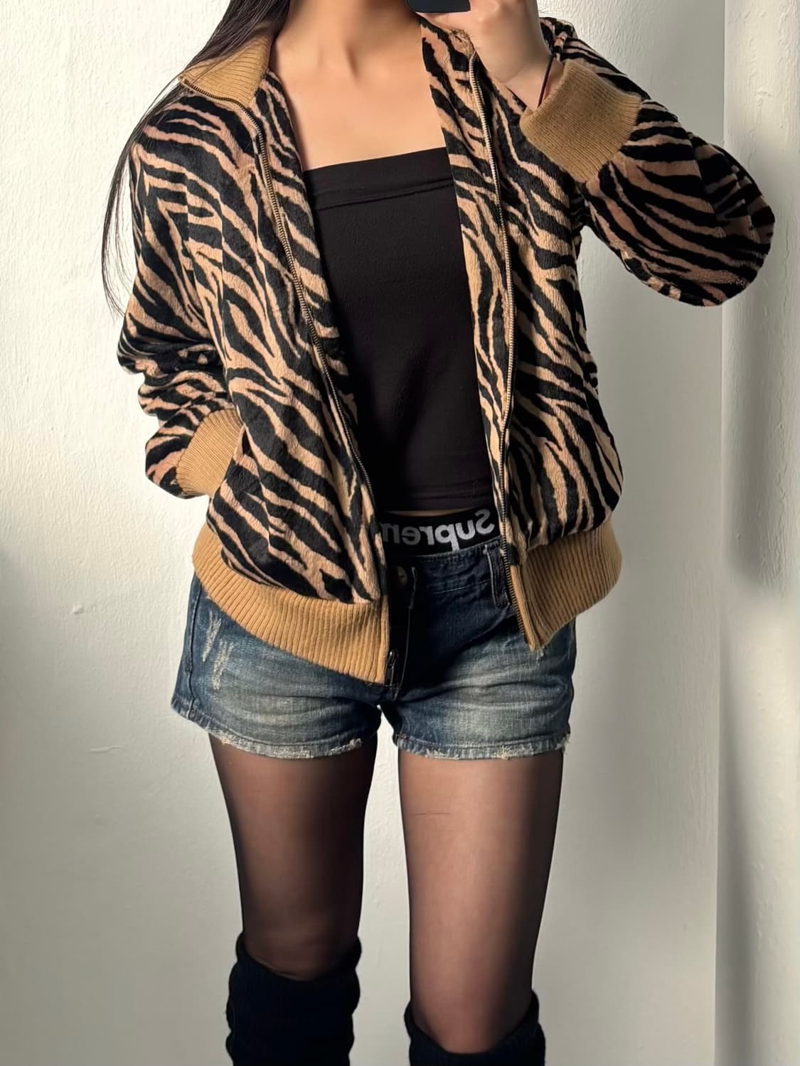 Vintage Leopard Velvet Zip-Up Jacket 상품이미지6