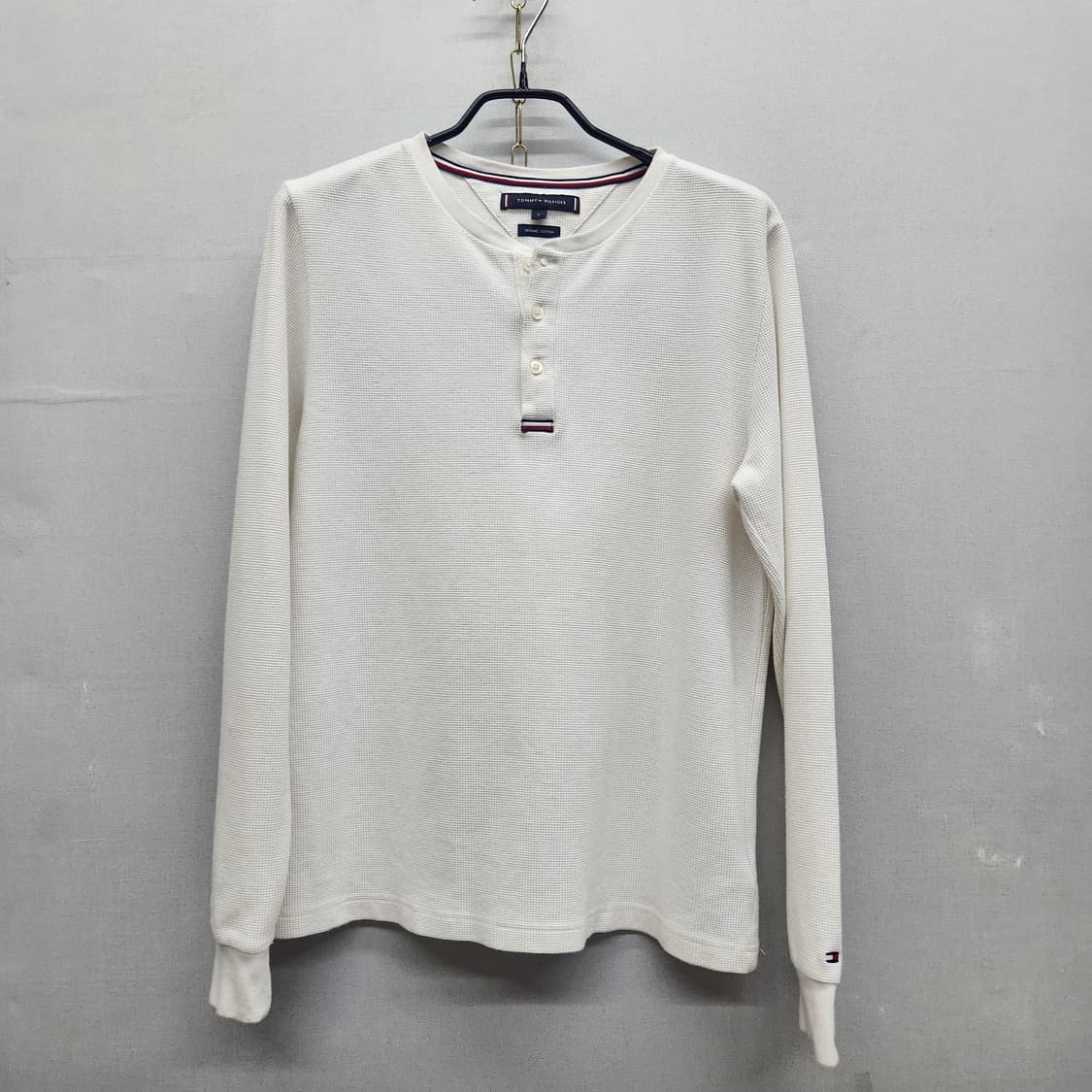 타미힐피거 오가닉코튼 로고 헨리넥 와플 긴팔티 S(M) 상품이미지1