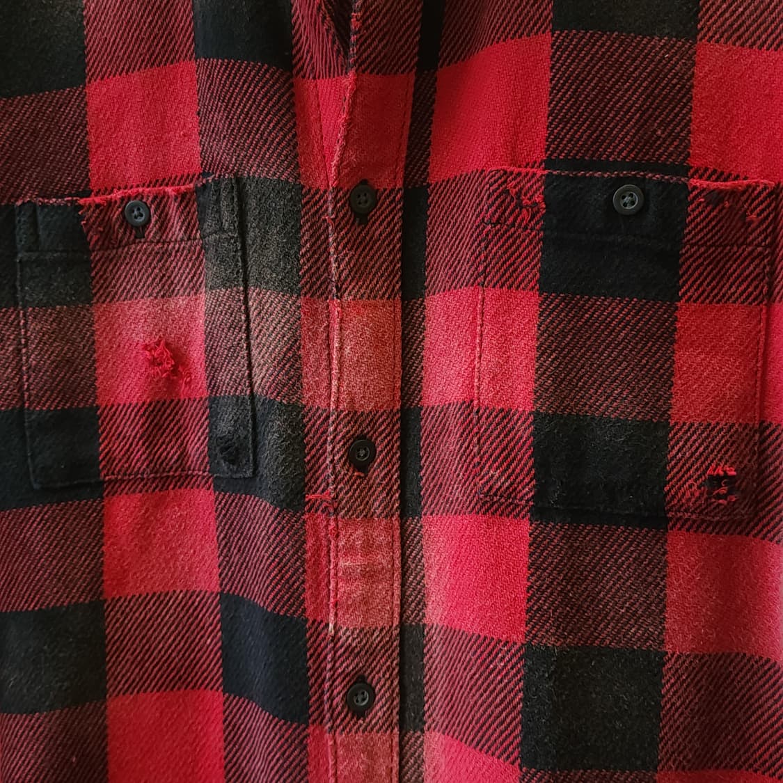 90s 빈티지 체크셔츠 헤비 플란넬 워크셔츠 썬페이딩 레드 윈도우 L 상품이미지5