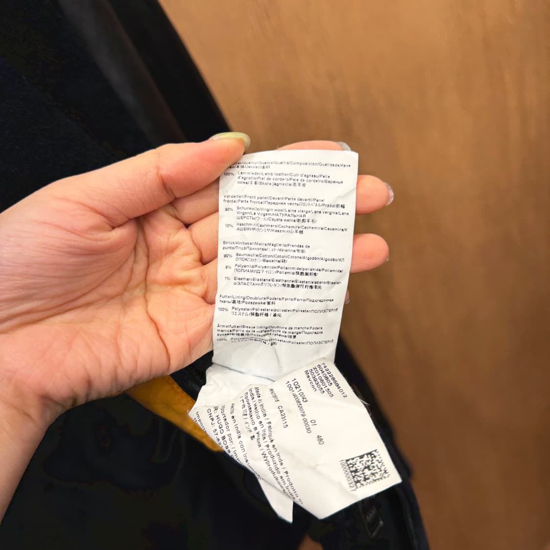 휴고 보스 블루종 자켓 레더 슬리브 배색 래글런 디테일 레귤러핏 네이비 상품이미지8