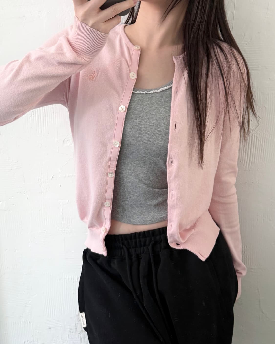 Polo 랄프로렌 우먼 베이비핑크 피마코튼 유넥 가디건 상품이미지2