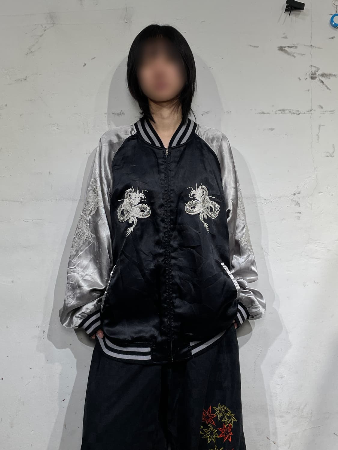 일본빈티지 오리엔탈 용 자수 빈티지 스카쟌 5L 상품이미지1