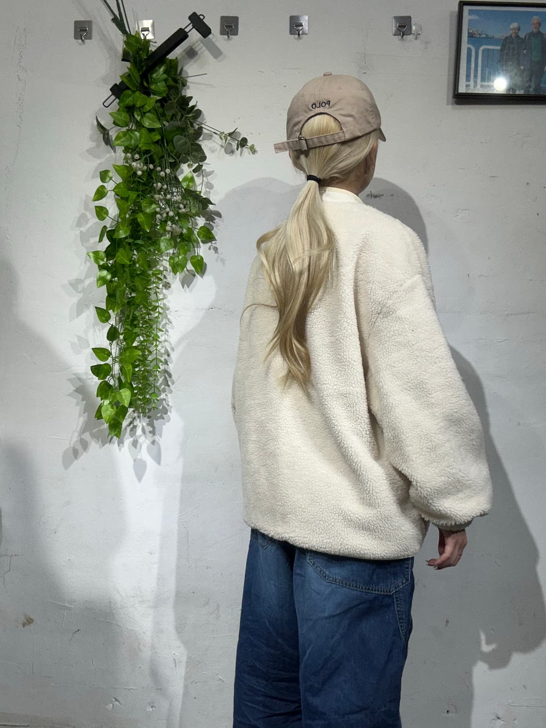 90s 나이키 아이보리 후리스 뽀글이 플리스 자켓  상품이미지3