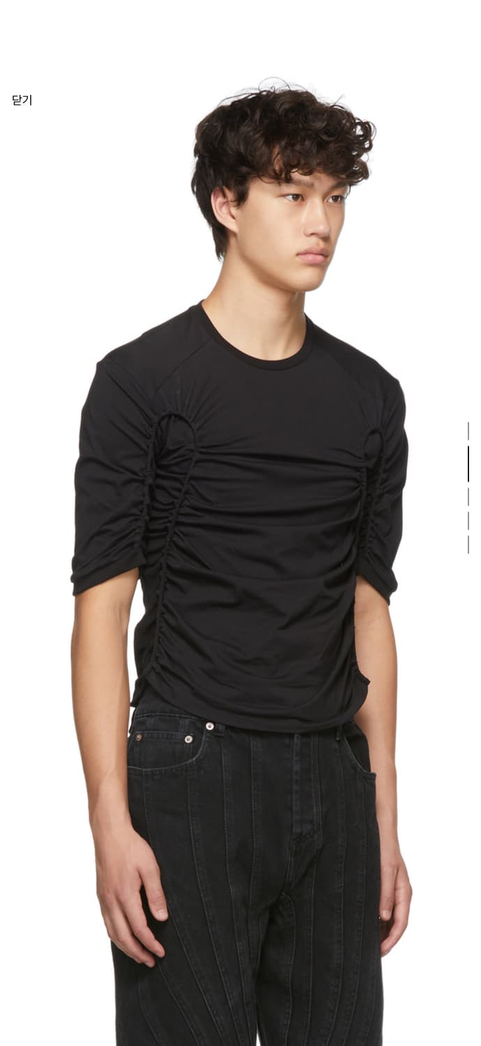 Mugler / black gathered T shirt / XL 상품이미지1