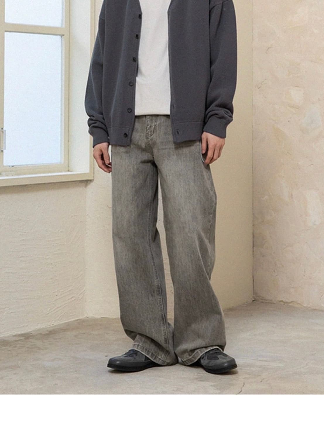 [1] 비긴202 와이드 세미 플레어 데님팬츠 빈티지그레이 상품이미지1