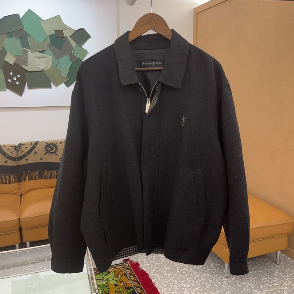 입생로랑 정품 자수로고 울 블루종 자켓 110 C06214 상품이미지2