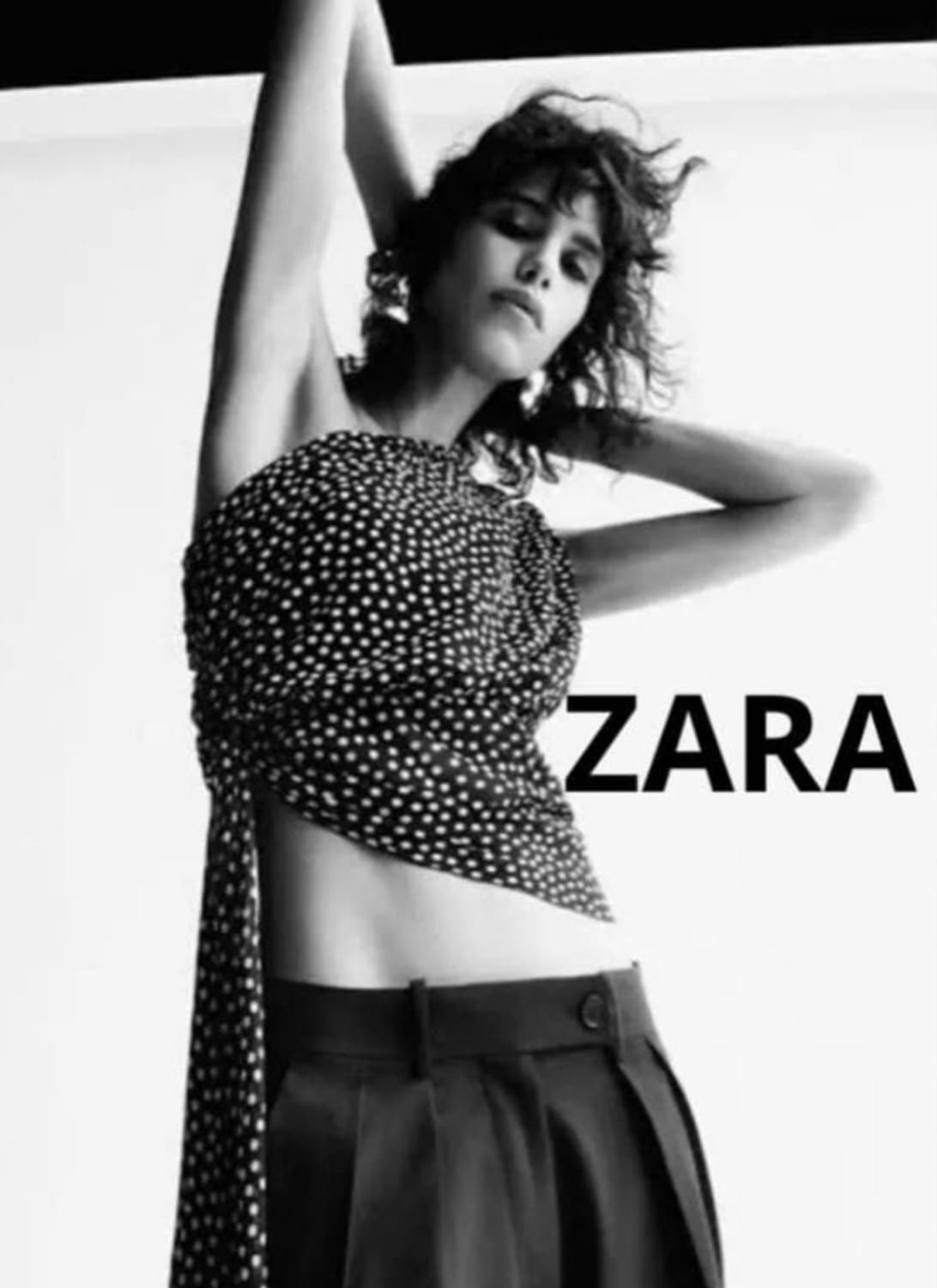 자라 ZARA 도트 땡땡이 비대칭 나시 탑 블라우스 S 55 새상품 상품이미지1