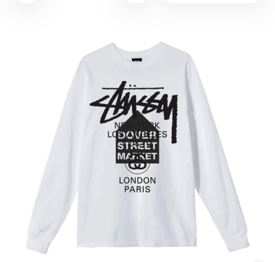 [L] 스투시 도버 스트리트 마켓 월드투어 롱슬리브 티셔츠 화이트 상품이미지1