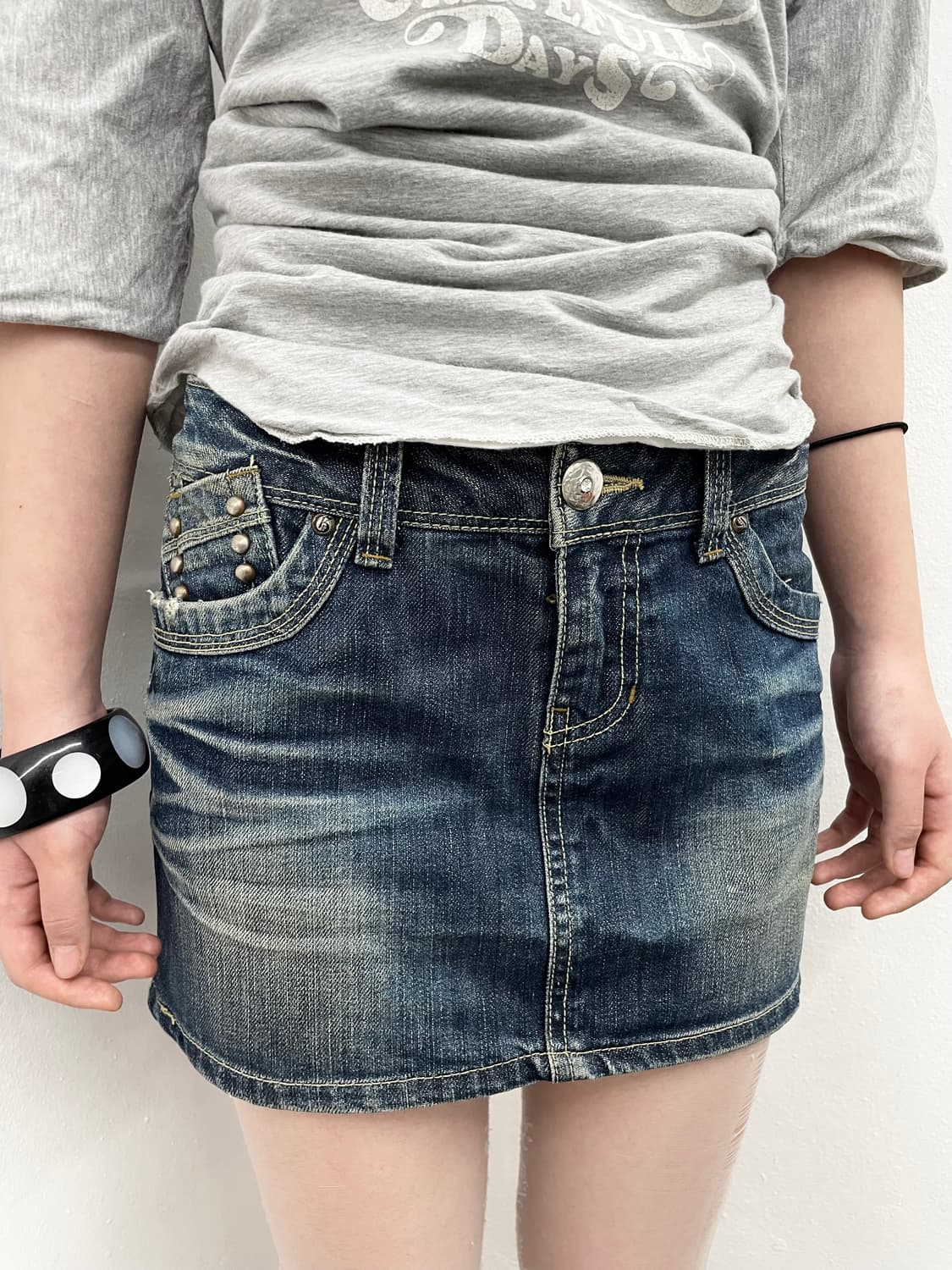 진청 워싱 스터드 스커트 상품이미지5