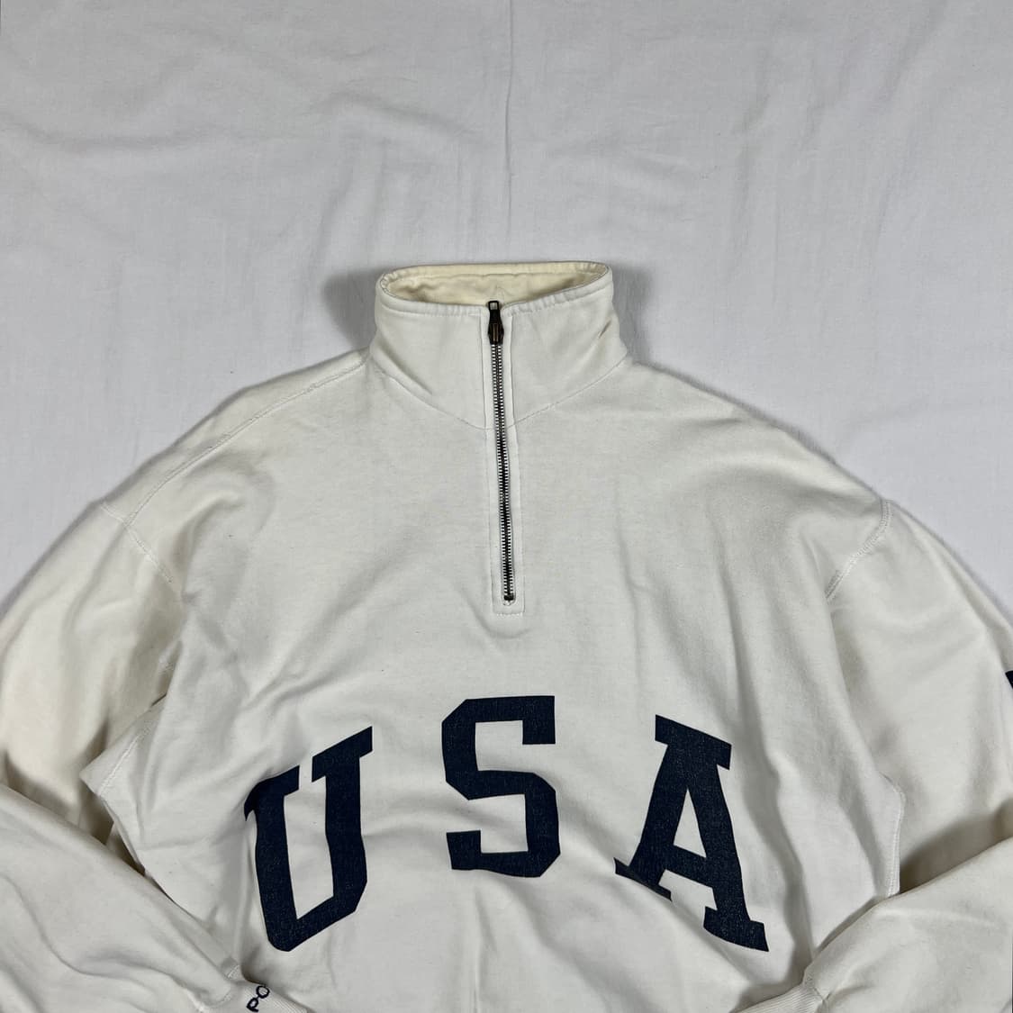 90‘s 폴로랄프로렌 polo usa 성조기 스웻 하프집업 상품이미지2