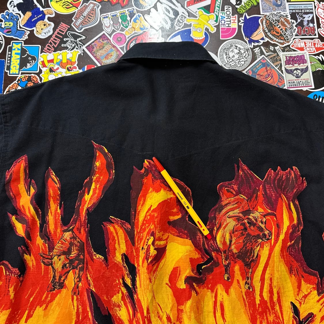 90s 랭글러 플레임 불스 웨스턴 셔츠 L 상품이미지5