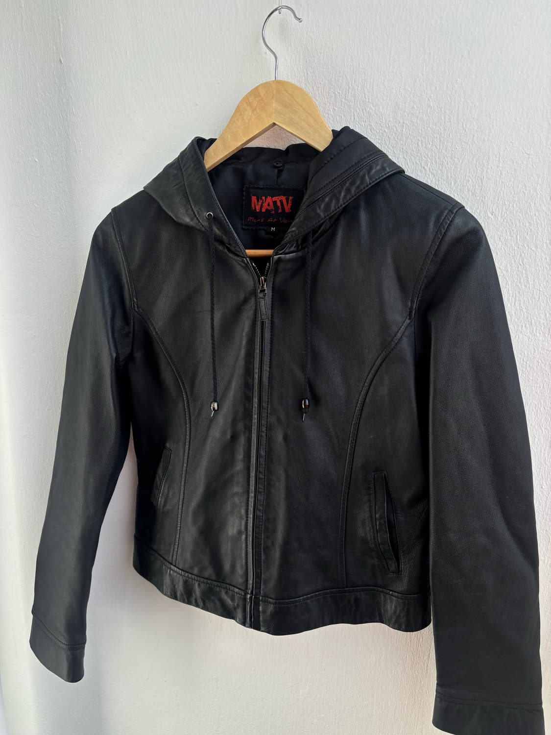Vintage MATV Black Hood Leather Jacket 상품이미지6