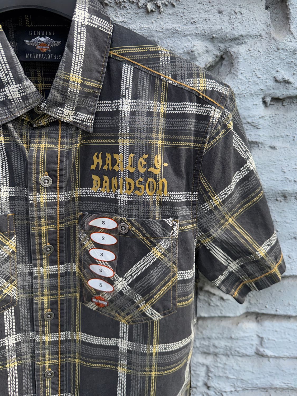 Harley davidson 할리데이비슨 그린 체크 반팔 셔츠(s) 상품이미지4