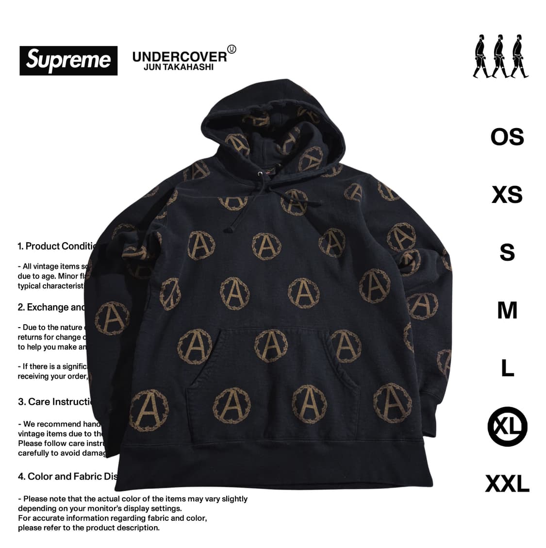슈프림 X 언더커버 아나키 후드티 XL사이즈 상품이미지1