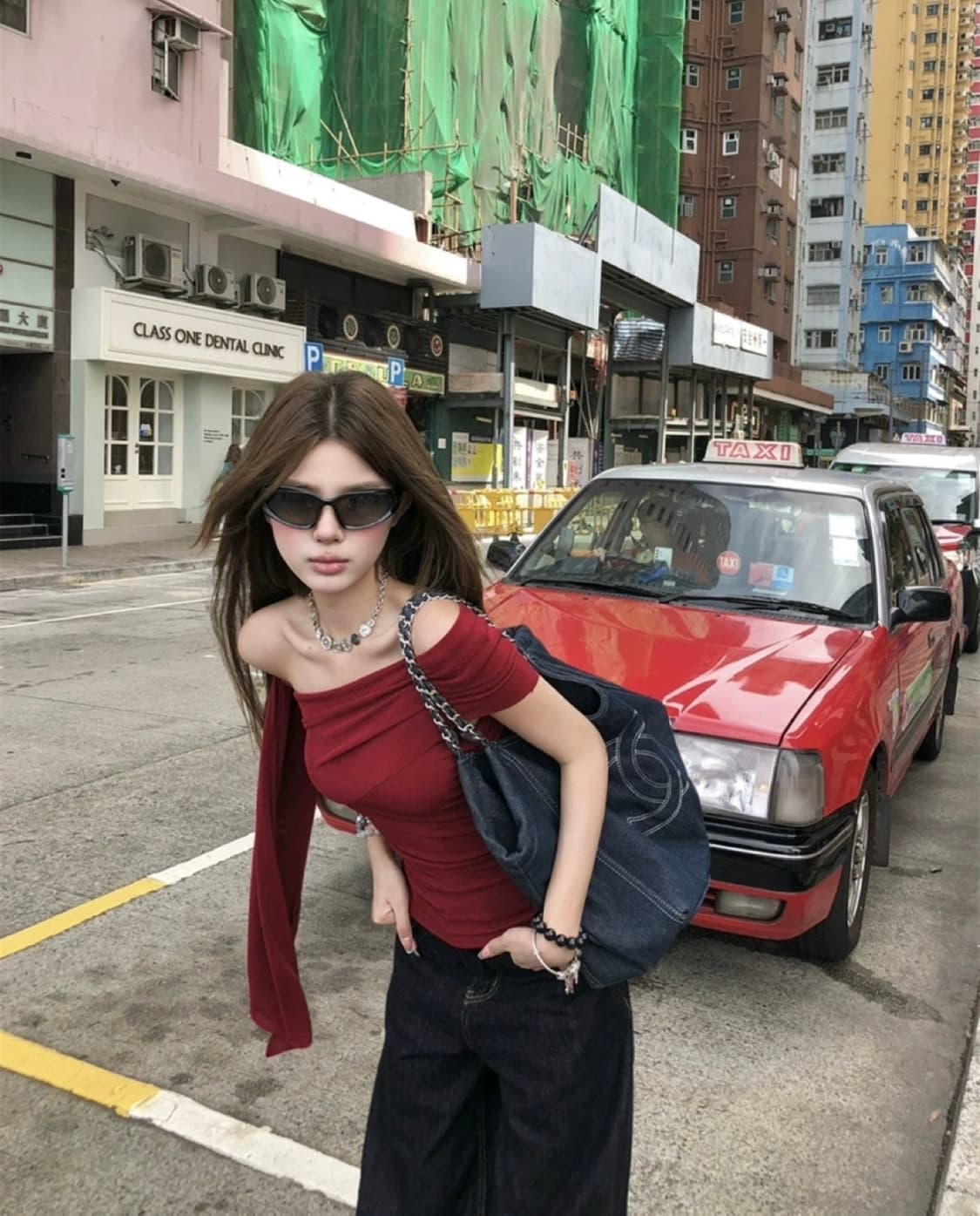 원숄더 리본 레드 티셔츠 상품이미지3