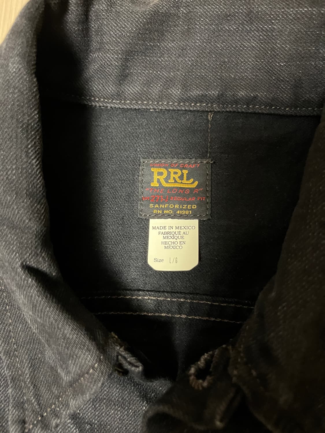 RRL(더블알엘) lot271 데님 트러커 자켓 블랙 L사이즈 (새상품) 상품이미지3