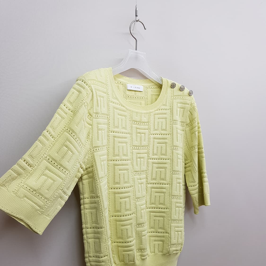 미샤(MICHAA) 2023 패턴 니트 반팔 탑 M사이즈 상품이미지3