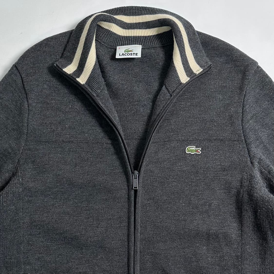 라코스테 그레이 울 니트 집업 상품이미지2