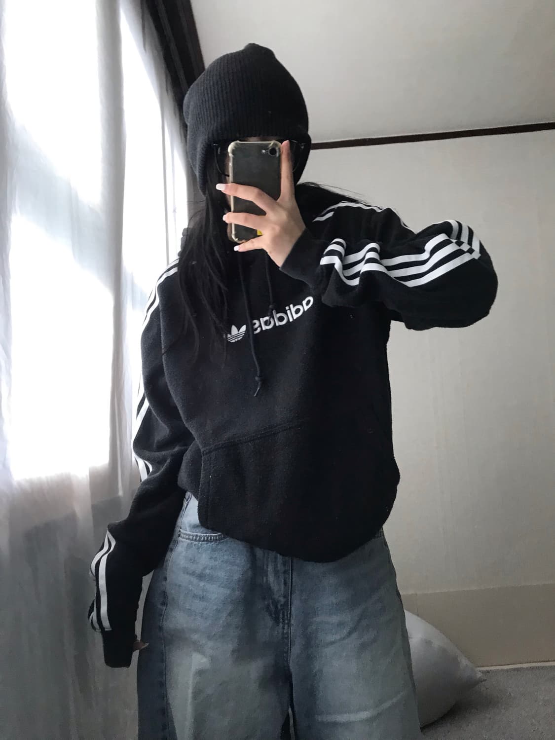 아디다스 블랙 부클 후드티 상품이미지3