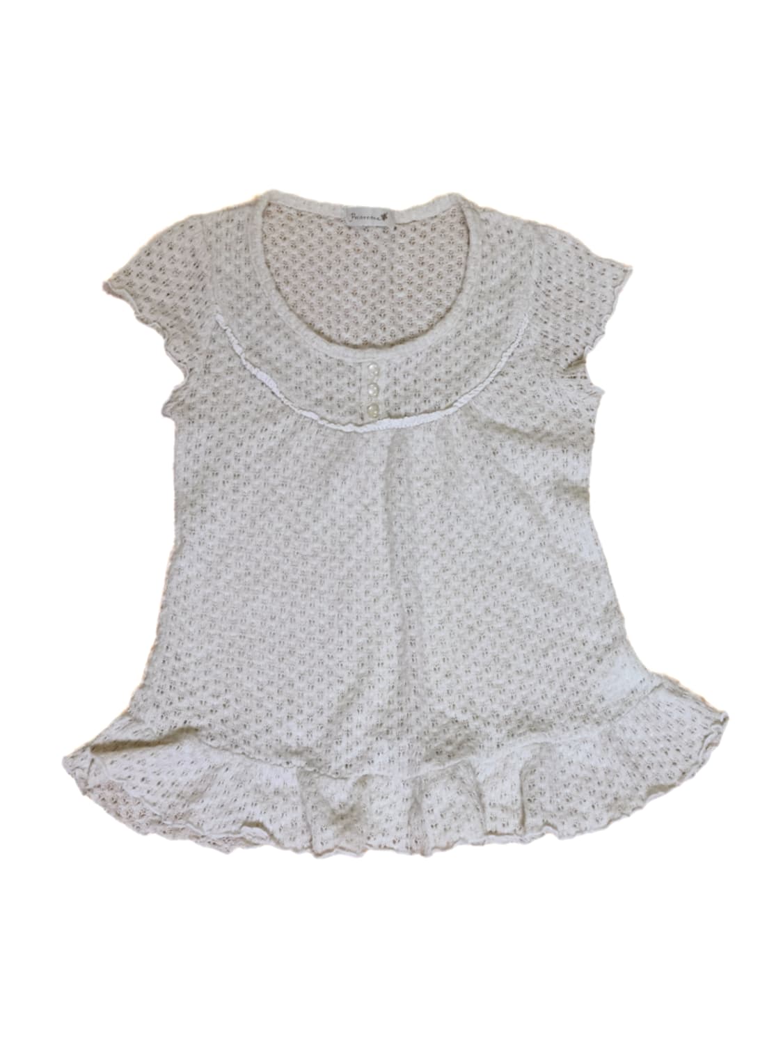 빈티지 프릴 니트 레이스 반팔 탑 모리걸하구미페어리히피오리엔탈니혼진 상품이미지2