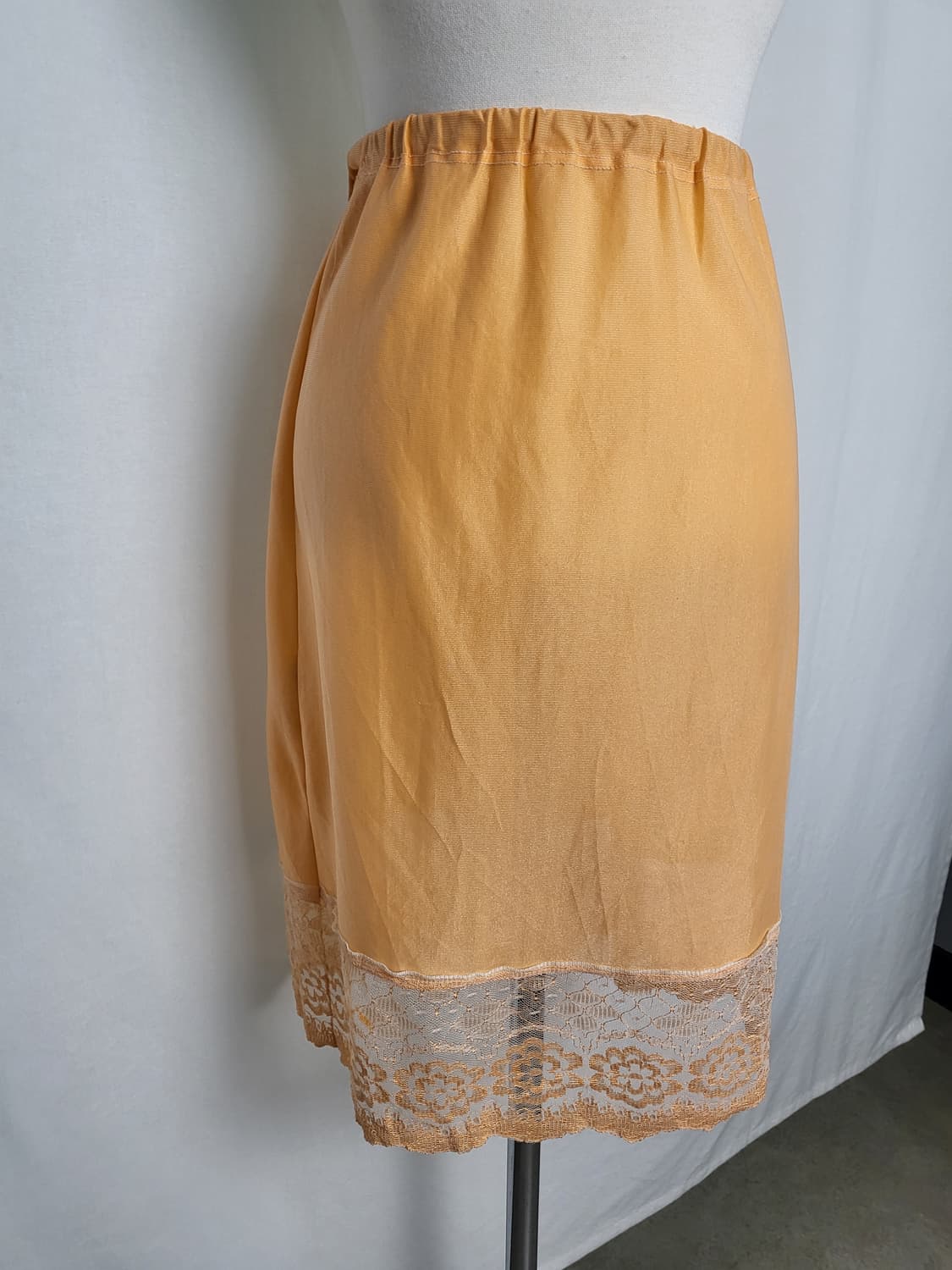 빈티지 웜 골든 옐로우 레이스 슬립 스커트 상품이미지2