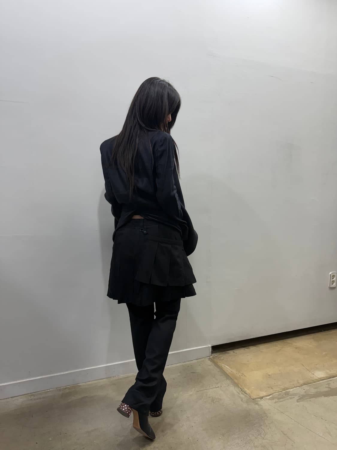 블랙피스나우 스커트 레이어드 디테일 부츠컷 팬츠 상품이미지7