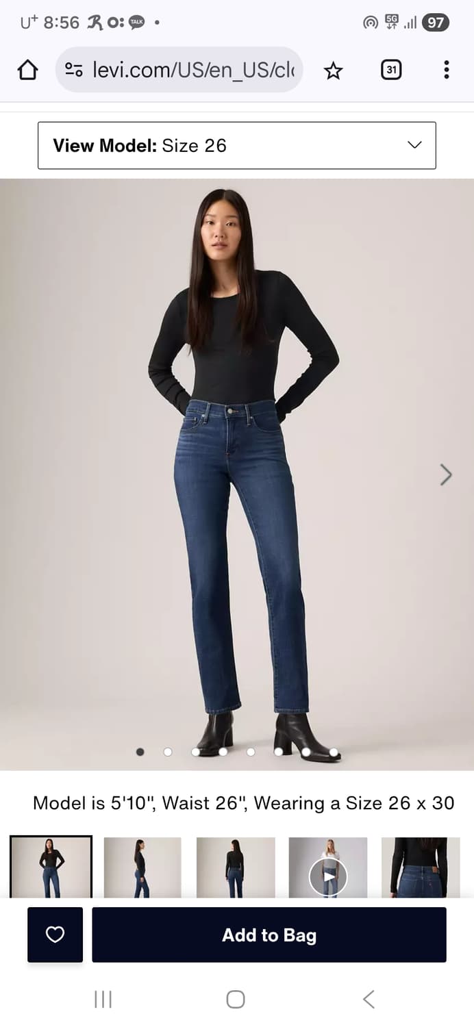 리바이스 314 슬림 스트레이트핏 데님팬츠 청바지 25 상품이미지3