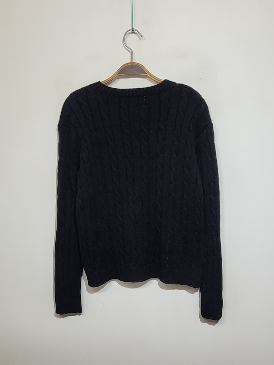 (L) 랄프로렌 폴로 꽈배기 니트 블랙 케이블 스웨터 브이넥  상품이미지6