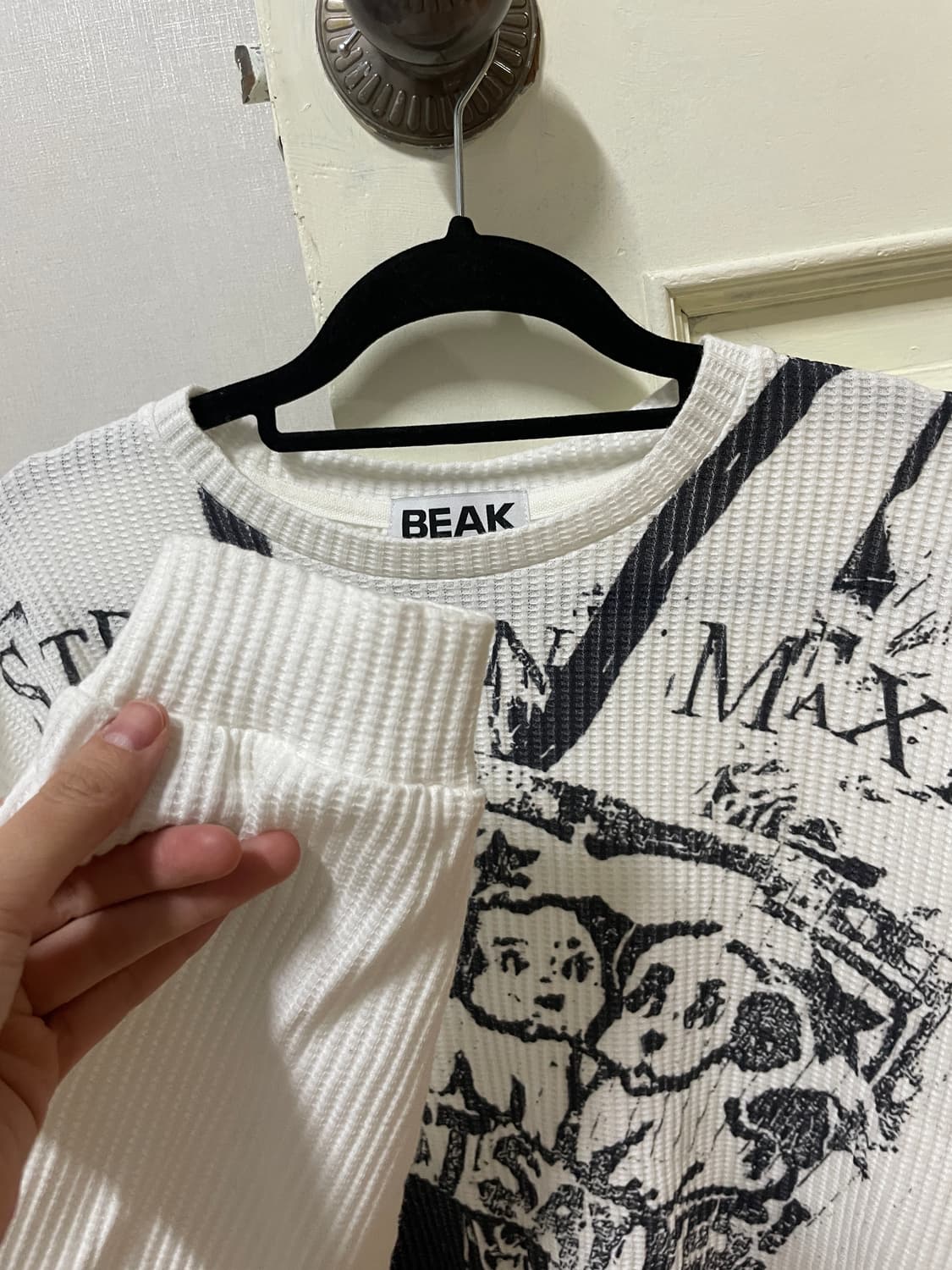 비크 beak 프린팅 와플 긴팔 상품이미지3