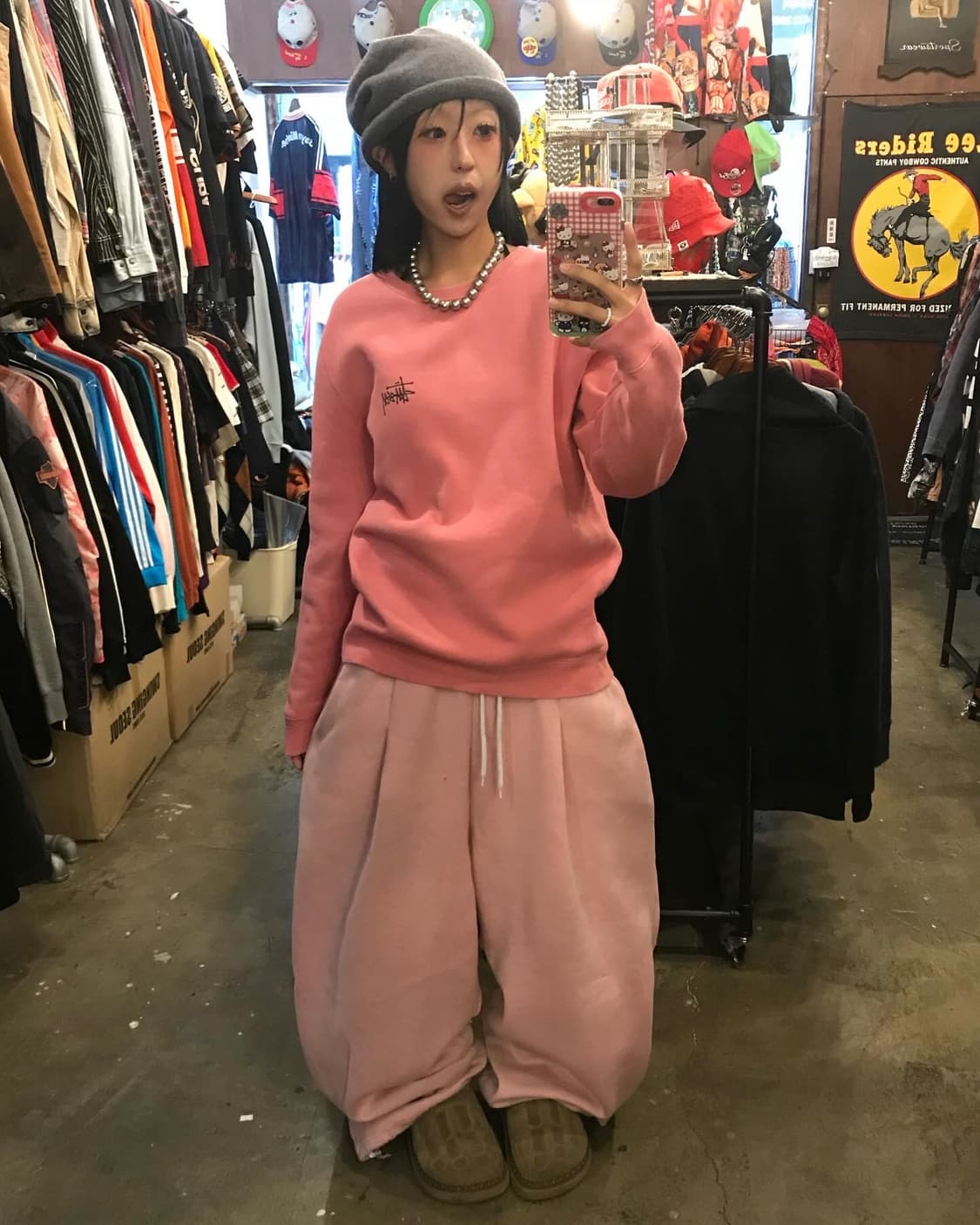 Stussy Stock Logo Pink SweatShirts 상품이미지4