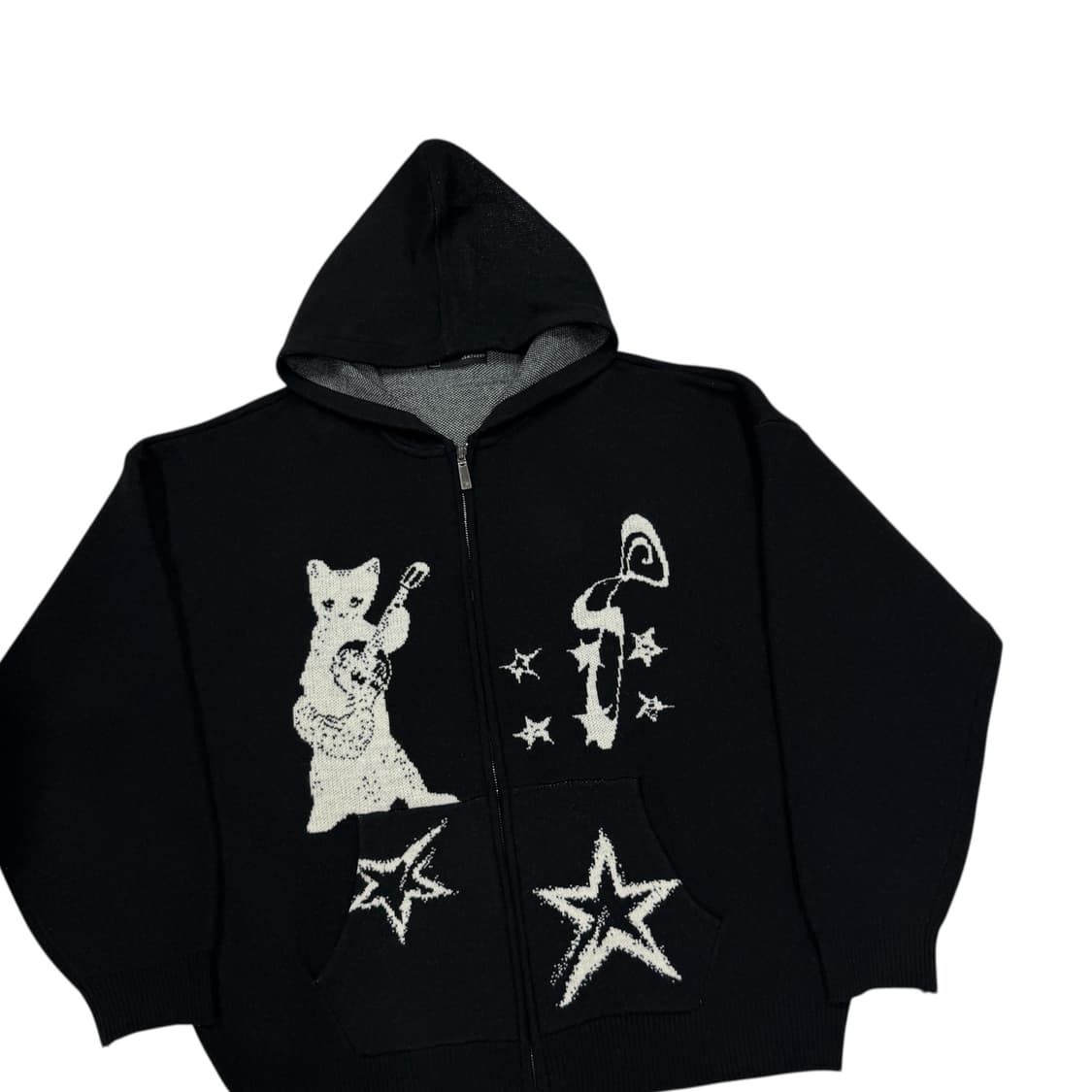 레더리 인사이드 더 클로젯 고양이 캣 니트 후드집업 블랙 L 상품이미지2