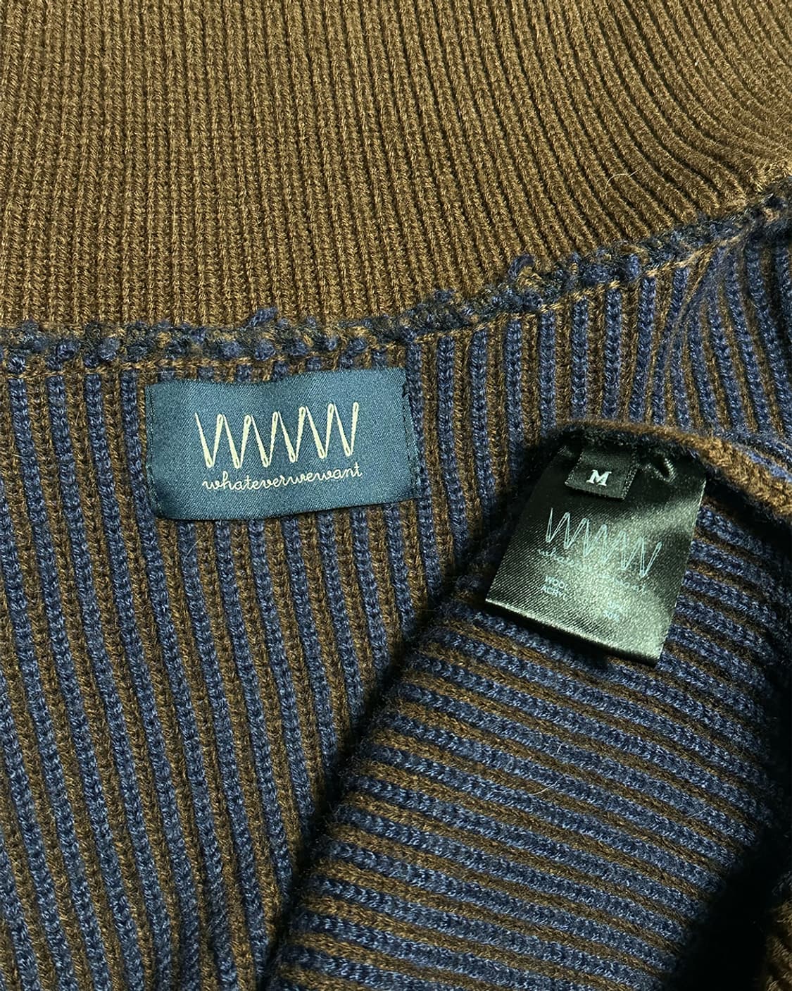 whateverwewant 골 니트 집업 브라운 상품이미지4