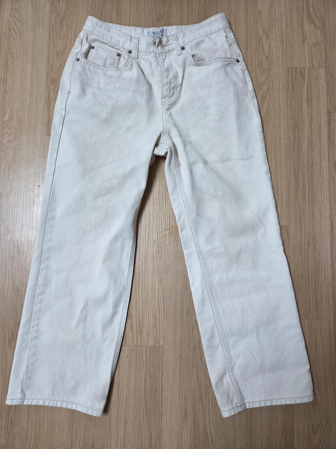 와르 M160 와이드 데님 팬츠_크림 short s 상품이미지1