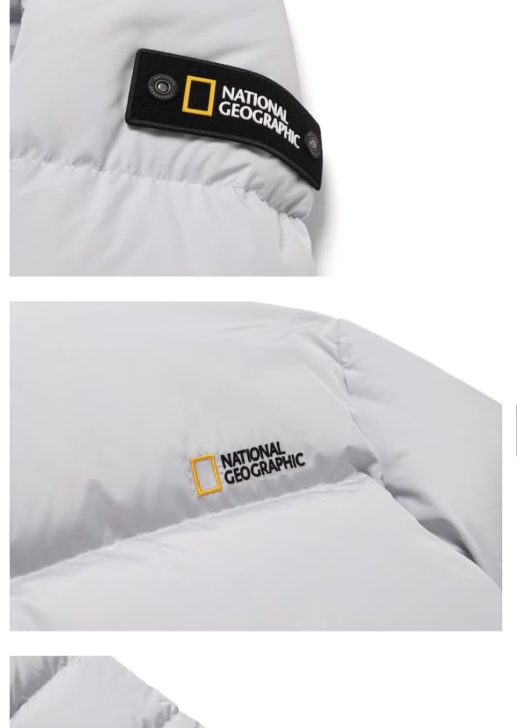 내셔널지오그래픽 화이트 그레이 다운 패딩 상품이미지4