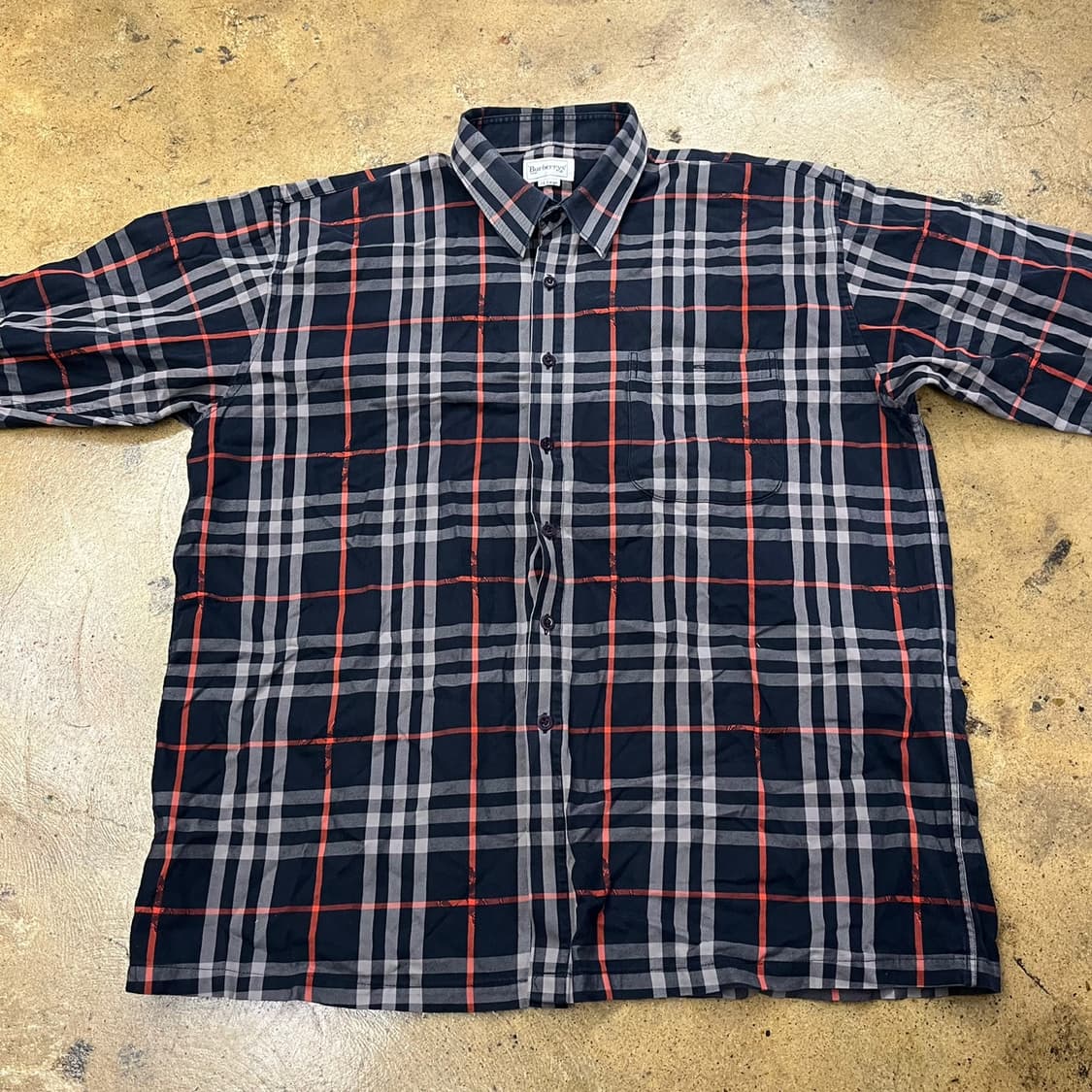 [정품/L] 버버리 체크 남방 셔츠 블랙 레드 b19 상품이미지3