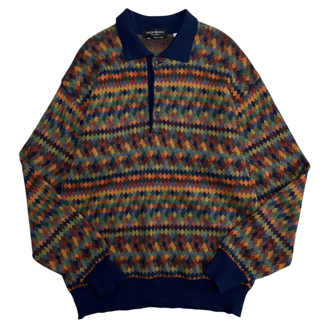 입생로랑 블루 카라 아가일 니트 105 상품이미지2