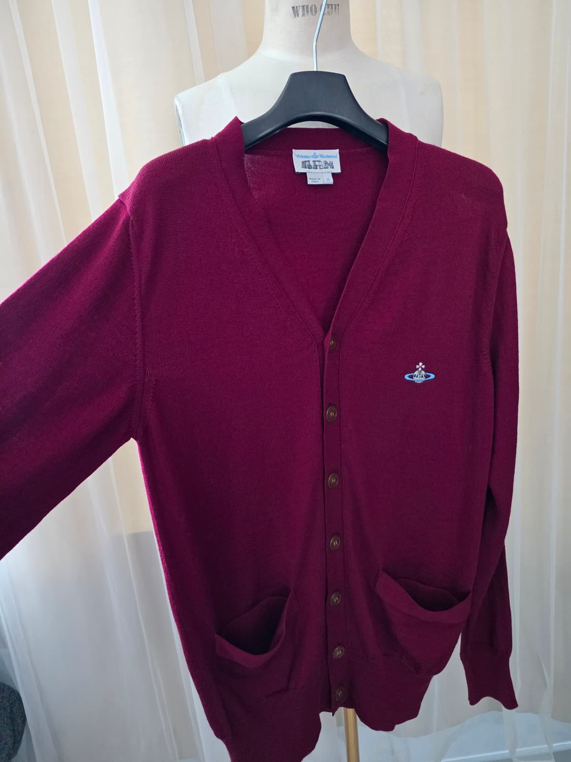 비비안웨스트우드 버건디 가디건 남성 니트 스웨터 상품이미지2