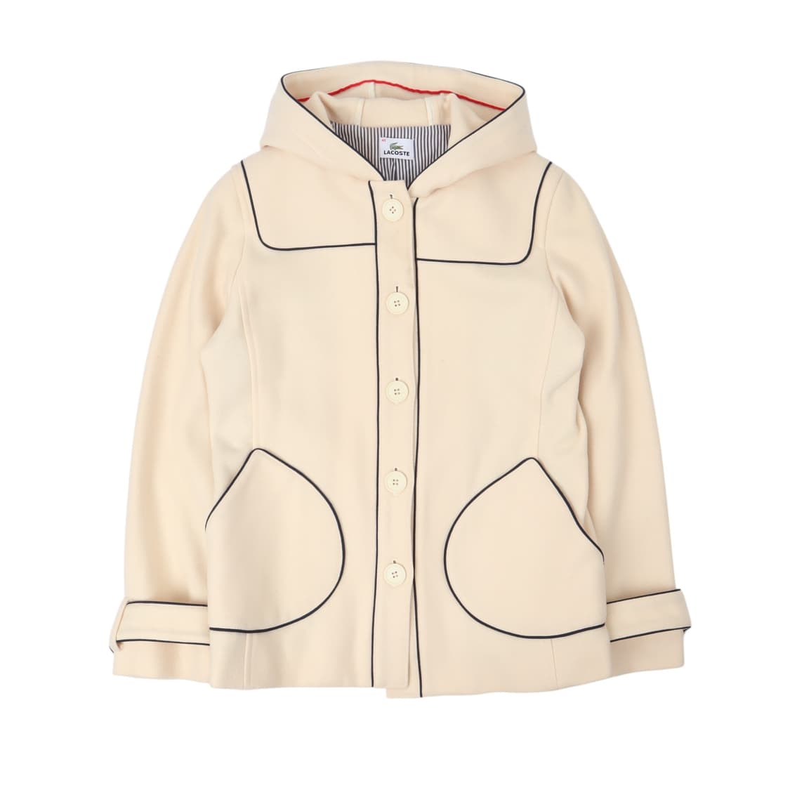 라코스테 아이보리 울 후디 코트 자켓 상품이미지1