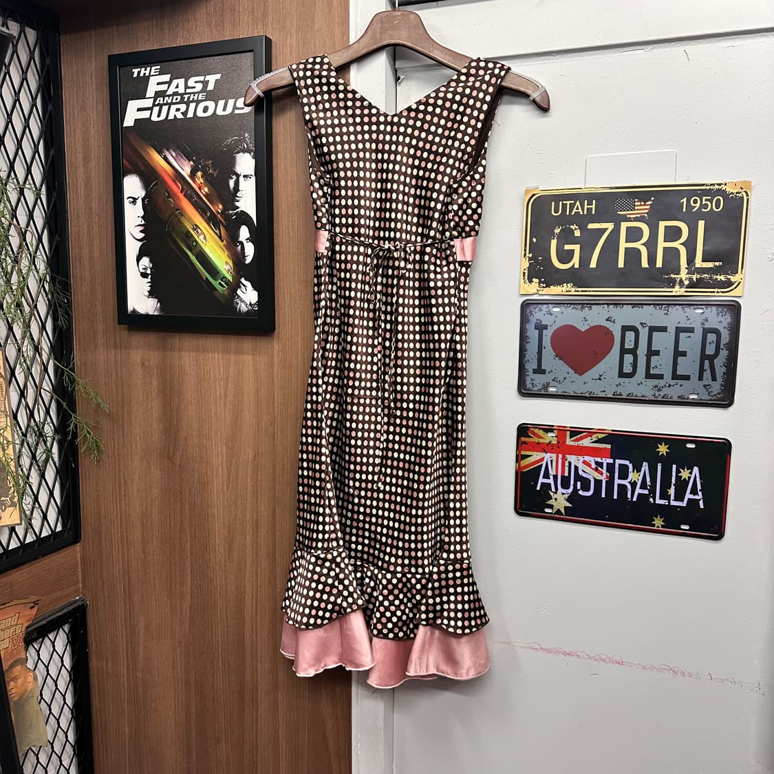 Retro Dot Ribbon Detail Satin Slim Dress 상품이미지2