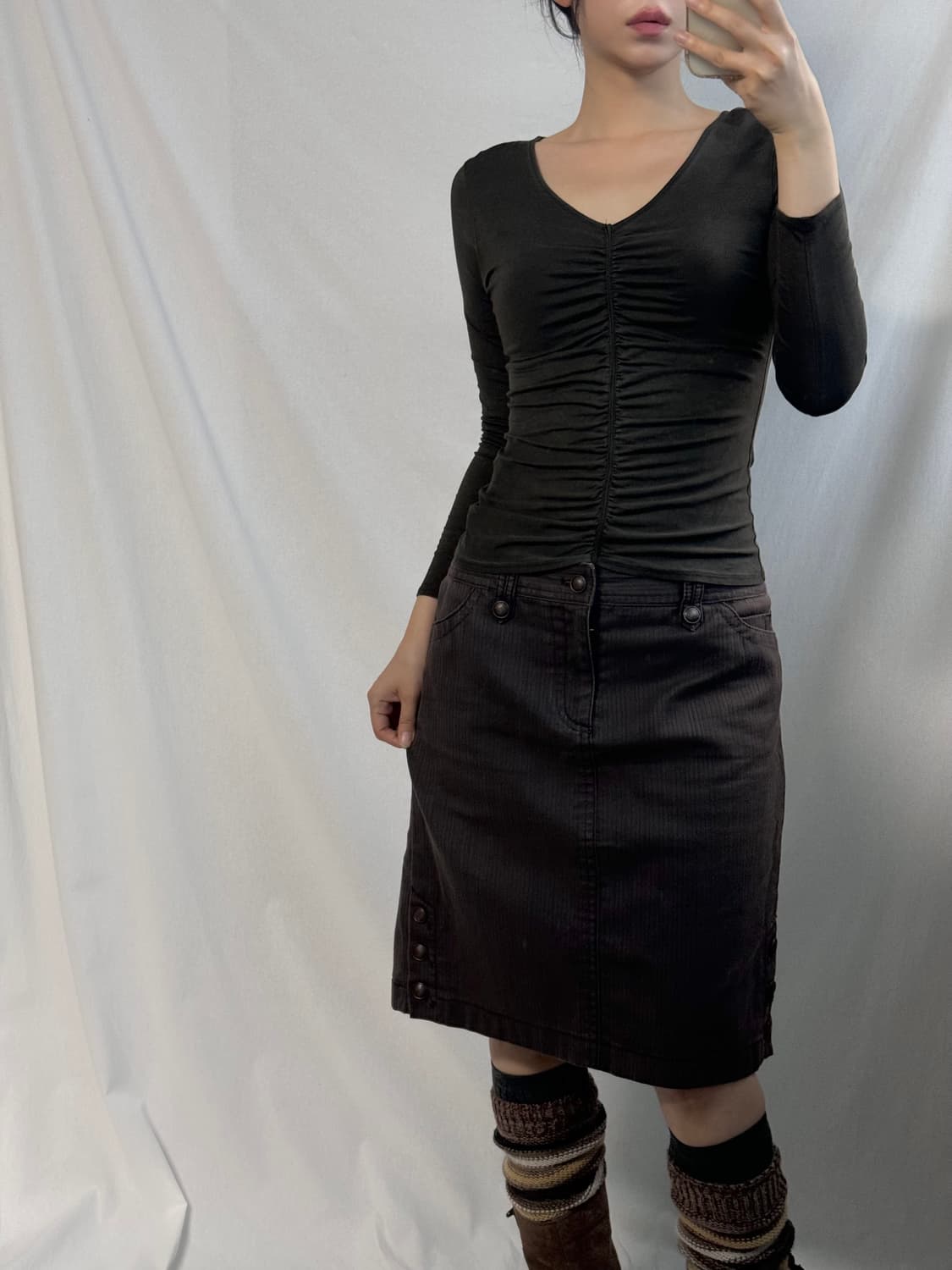 사이드 버튼 디테일 스커트 상품이미지9